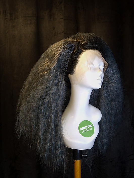 Denim Multi-Tonal Crimped Drag Wig