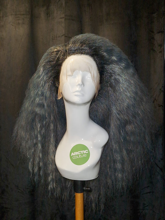 Denim Multi-Tonal Crimped Drag Wig