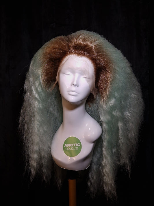 Mint Rooted Multi-Tonal Crimped Drag Wig